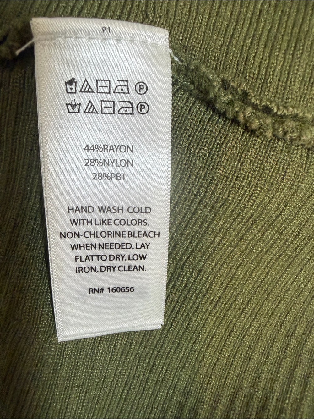 RACHEL ZOE Olive Green Ribbed Knit V-Neck Midi Sweater Dress Small EUC - Picture 5 of 9